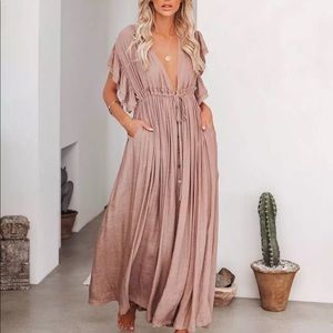 Women Wrap boho maxi bohemian summer ruffle slee…